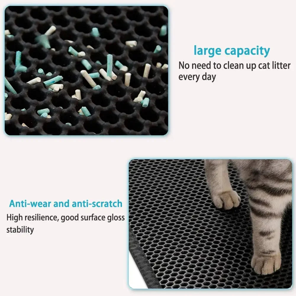 Tapis de litière pour chat avec cadeau Tapis de litière imperméable double couche