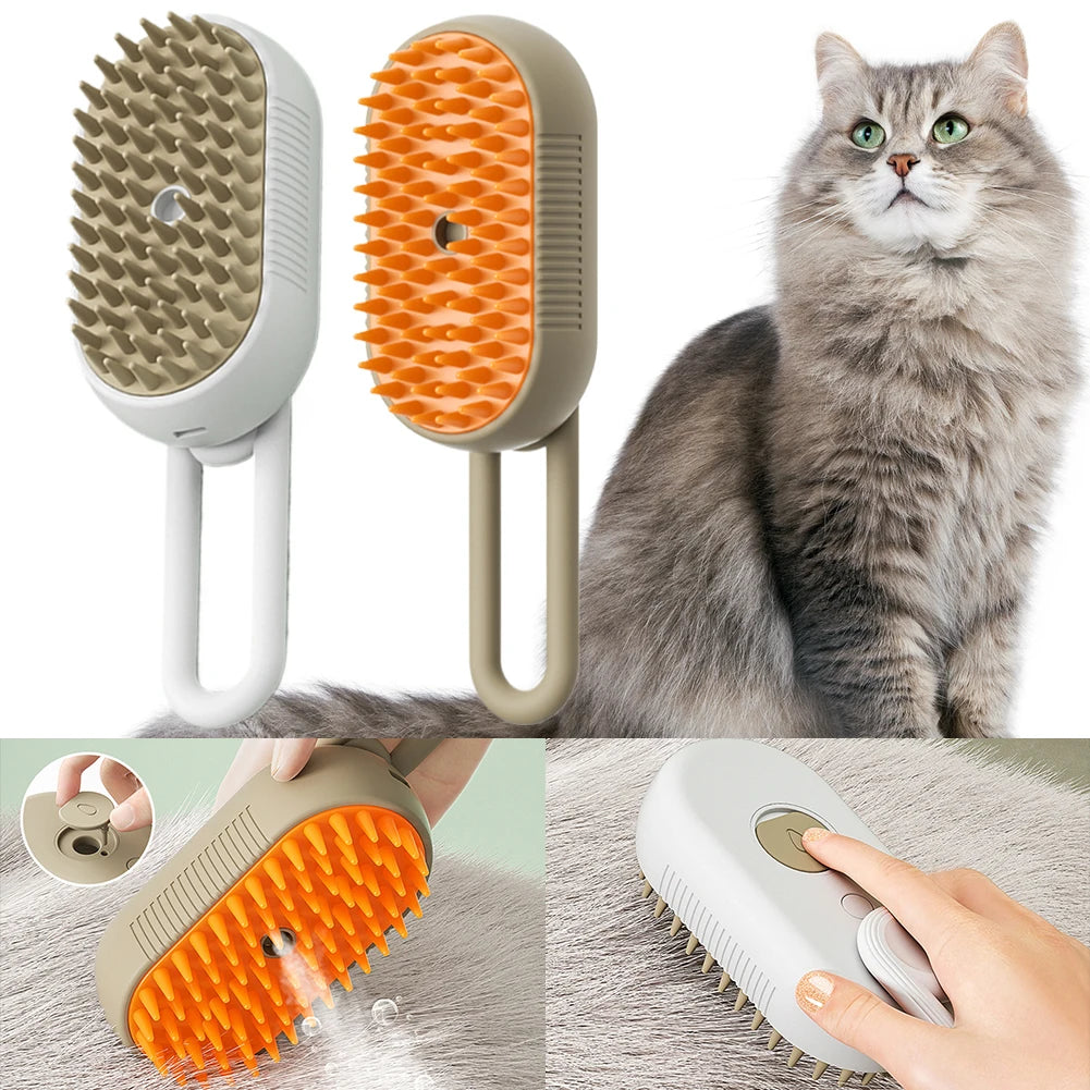 Peigne de toilettage rechargeable USB pour chat et chien avec pulvérisation d'eau