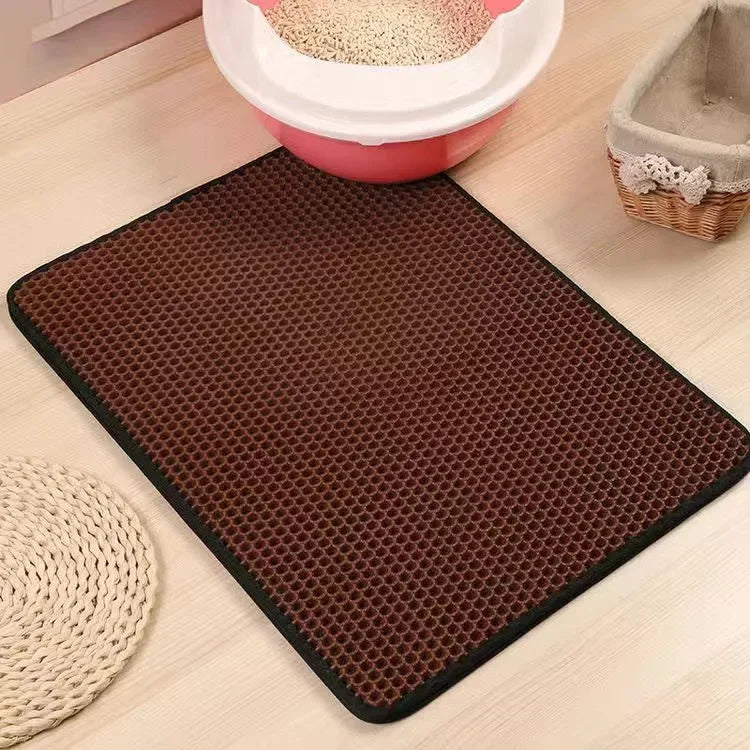 Tapis de litière pour chat avec cadeau Tapis de litière imperméable double couche
