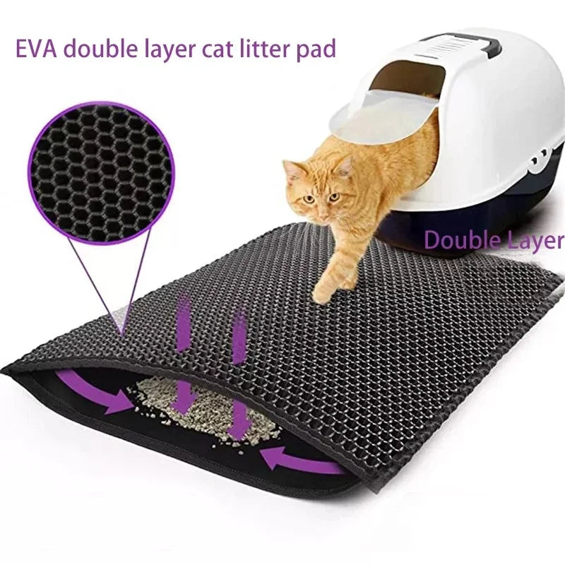 Tapis de litière pour chat avec cadeau Tapis de litière imperméable double couche
