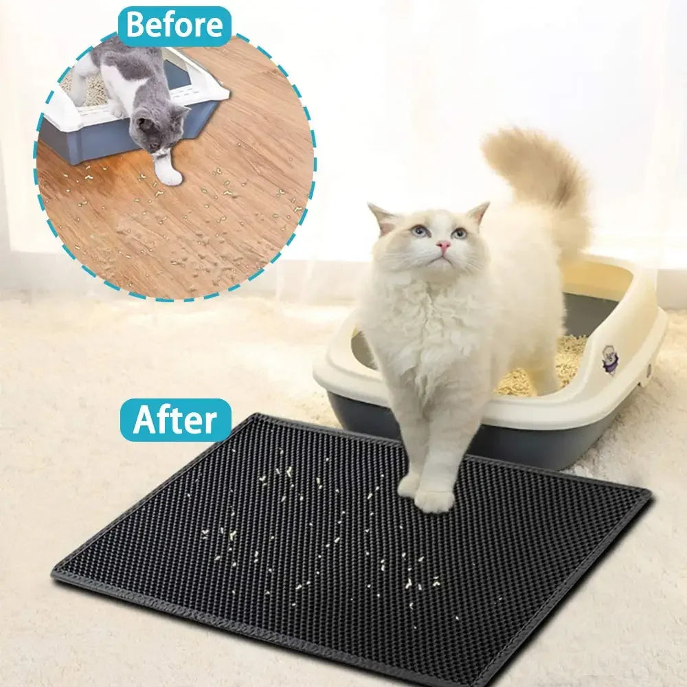 Tapis de litière pour chat avec cadeau Tapis de litière imperméable double couche
